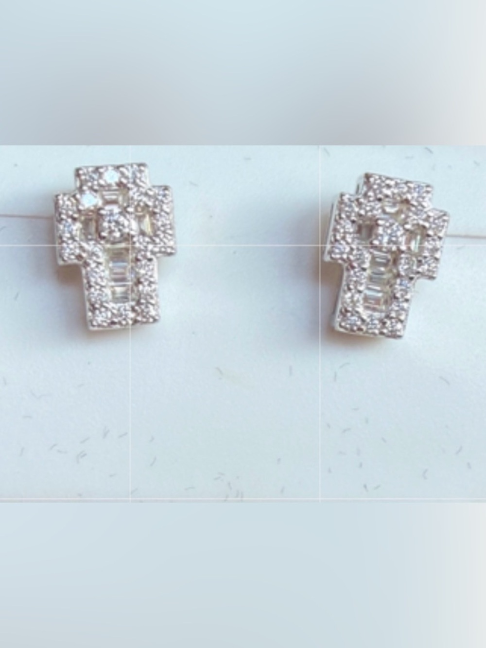 Sterling 925 Silver Moissanite .75 CTW Pavé Cross & Cluster Screwback Earrings